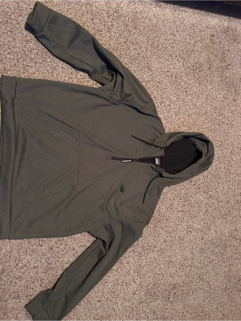 New Balance Men's Olive Green Zip-Up Hooded Sweater